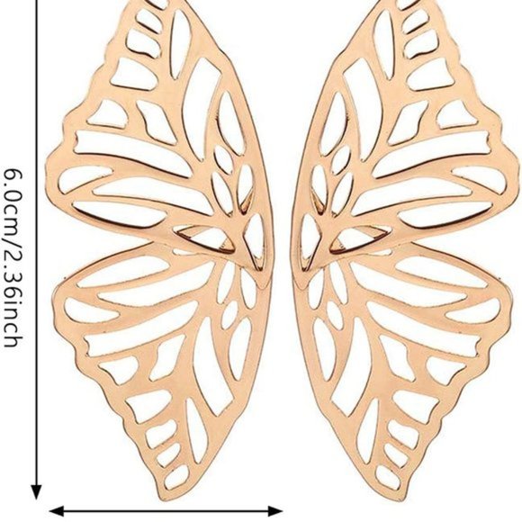 Butterfly Golden Big Earrings - Picture 4 of 6